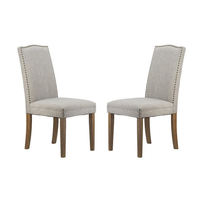 Arched Back With Nail Head Wooden Dining Chairs 39.5 Gray Brown 2Ct