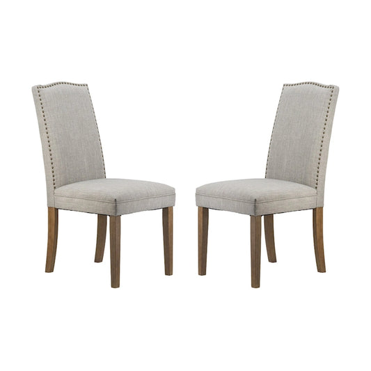 Arched Back With Nail Head Wooden Dining Chairs 39.5 Gray Brown 2Ct