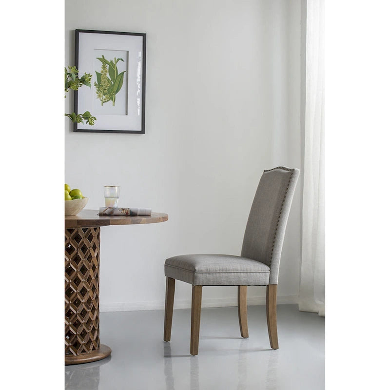 Arched Back With Nail Head Wooden Dining Chairs 39.5 Gray Brown 2Ct