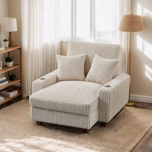 44in Wide Upholstered Chaise Lounge Chair with Adjustable Backrest