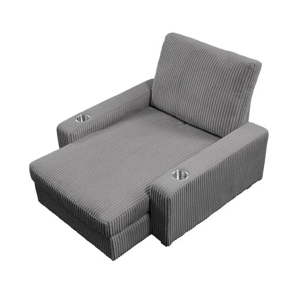 44in Wide Upholstered Chaise Lounge Chair with Adjustable Backrest