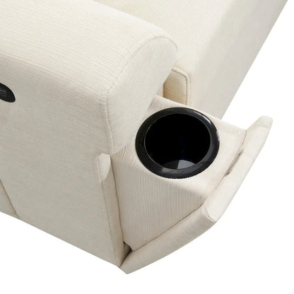 128 Chenille U-Shaped Sectional Sofa with Ottoman, 6-Seater Couch Set and Hidden Storage, USB Charging & Cup Holders