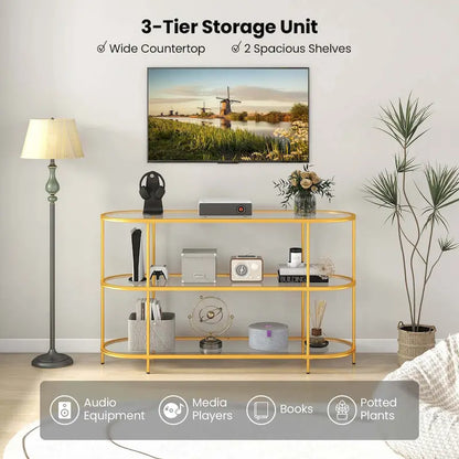 Costway 3-Tier TV Stand for TVs up to 65 with Tempered Glass Shelves - See Details