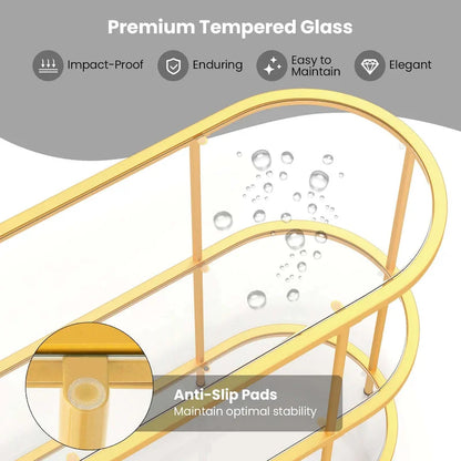 Costway 3-Tier TV Stand for TVs up to 65 with Tempered Glass Shelves - See Details