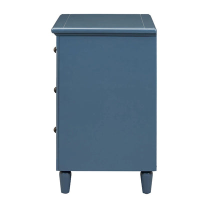 Mid-Century Modern Nightstand, Wooden Lockers with Metal Handle 3 Drawers, Entry Side Table with Solid Wood Legs