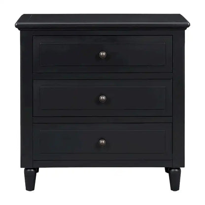 Mid-Century Modern Nightstand, Wooden Lockers with Metal Handle 3 Drawers, Entry Side Table with Solid Wood Legs