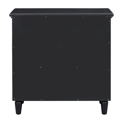 Mid-Century Modern Nightstand, Wooden Lockers with Metal Handle 3 Drawers, Entry Side Table with Solid Wood Legs