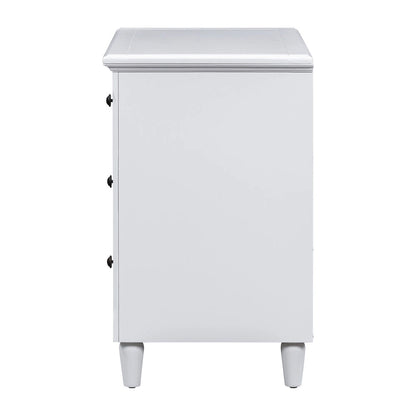 Mid-Century Modern Nightstand, Wooden Lockers with Metal Handle 3 Drawers, Entry Side Table with Solid Wood Legs