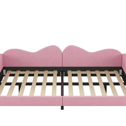 Full size Upholstered Daybed with Cloud-Shaped Backrest