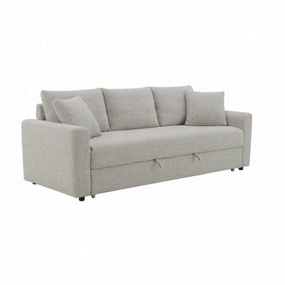 Conan Sleeper Sofa, Full Fold Out Bed, 2 Pillows, Gray Boucle, 89 Inch