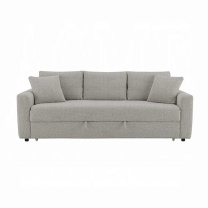 Conan Sleeper Sofa, Full Fold Out Bed, 2 Pillows, Gray Boucle, 89 Inch