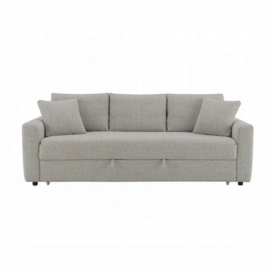 Conan Sleeper Sofa, Full Fold Out Bed, 2 Pillows, Gray Boucle, 89 Inch