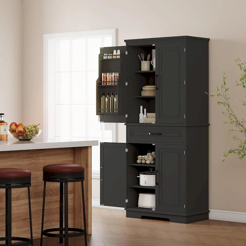 72in Kitchen Storage Pantry Cabinet for Dining Room,Adjustable Shelves