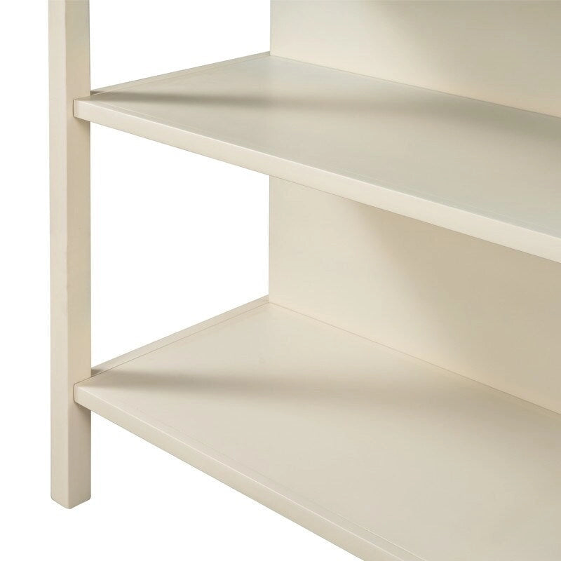 Solid Wood Rustic 45-Inch Fixed Kitchen Island, Rubberwood Butcher Block Dining & Prep Table With Two Open Shelves .