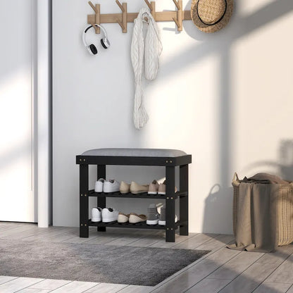 HOMCOM Bamboo Shoe Bench, 3-Tier Entryway Bench with Storage and Cushion, Shoe Organizer for Entryway, Hallway