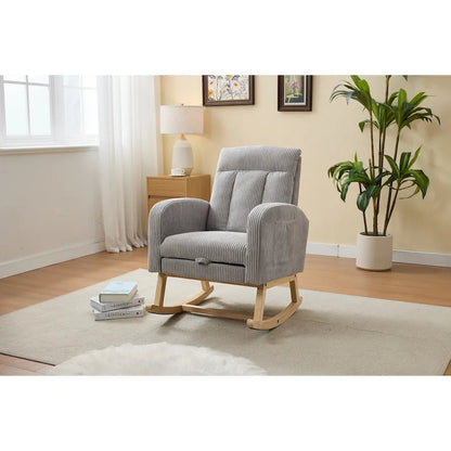 Modern Accent Rocking Chair Rocking Chair with Solid Wood Legs, Upholstered Nursery Glider Rocker