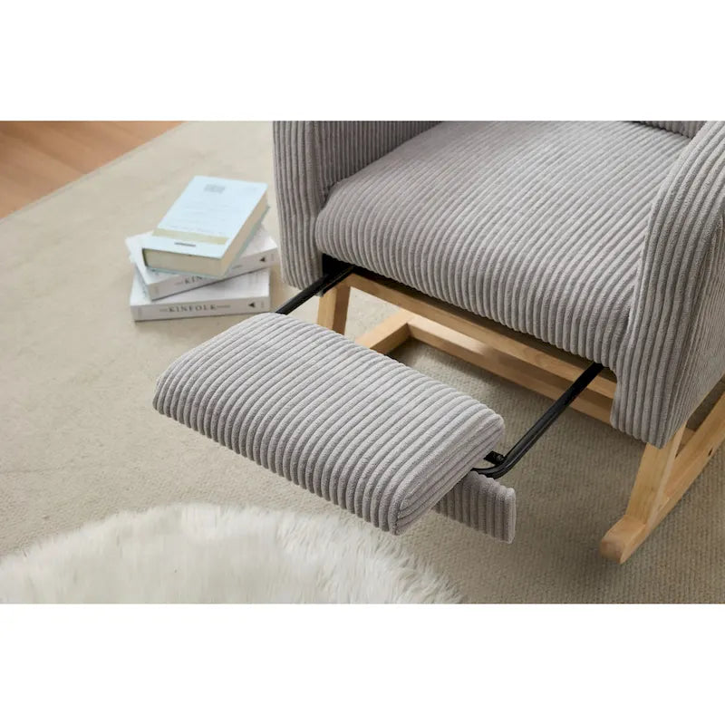 Modern Accent Rocking Chair Rocking Chair with Solid Wood Legs, Upholstered Nursery Glider Rocker
