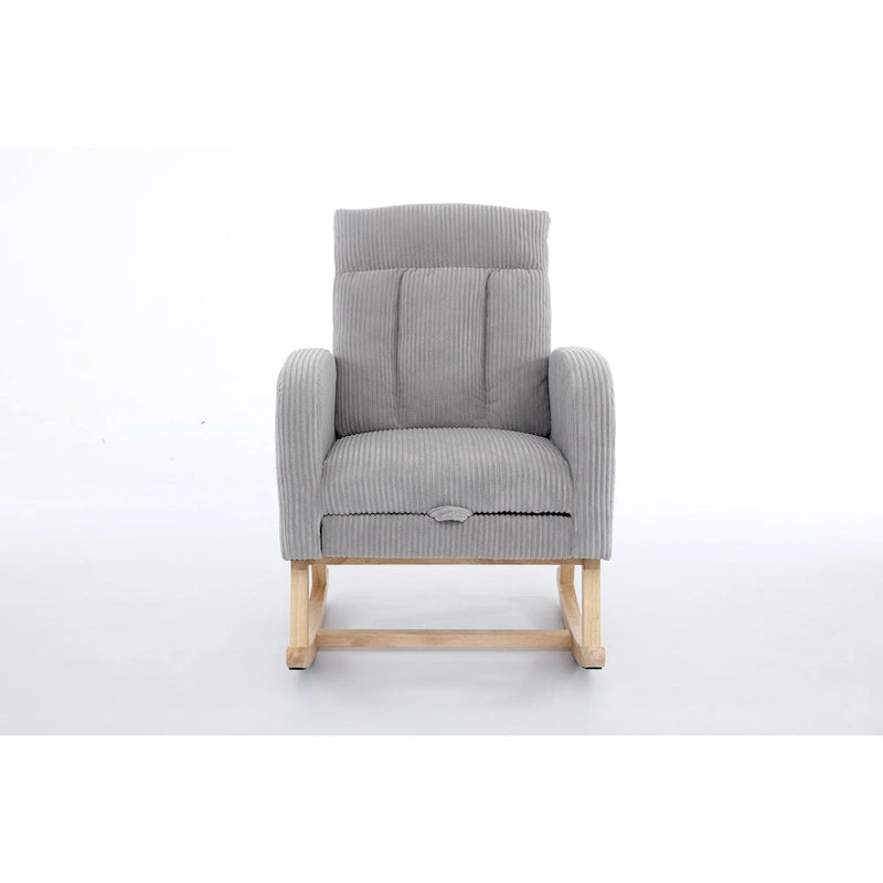 Modern Accent Rocking Chair Rocking Chair with Solid Wood Legs, Upholstered Nursery Glider Rocker
