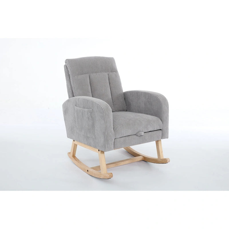 Modern Accent Rocking Chair Rocking Chair with Solid Wood Legs, Upholstered Nursery Glider Rocker