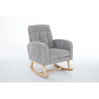 Modern Accent Rocking Chair Rocking Chair with Solid Wood Legs, Upholstered Nursery Glider Rocker