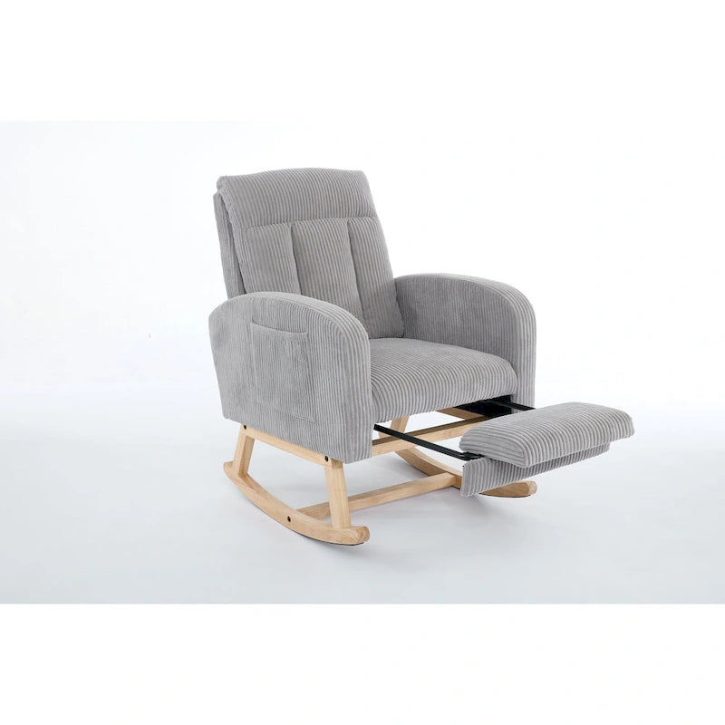 Modern Accent Rocking Chair Rocking Chair with Solid Wood Legs, Upholstered Nursery Glider Rocker