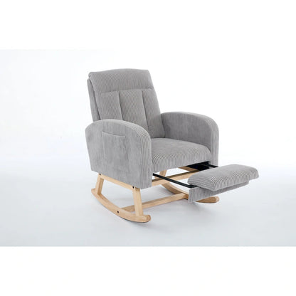Modern Accent Rocking Chair Rocking Chair with Solid Wood Legs, Upholstered Nursery Glider Rocker