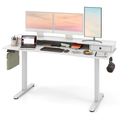 Electric Standing Desk Height Adjustable Stand Up Desk w/Storage Shelf