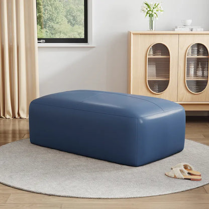 Genuine Leather Ottoman, 43 Upholstered Bench for Living Room and Bedroom