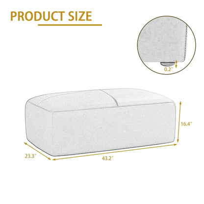 Genuine Leather Ottoman, 43 Upholstered Bench for Living Room and Bedroom