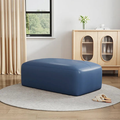 Genuine Leather Ottoman, 43 Upholstered Bench for Living Room and Bedroom