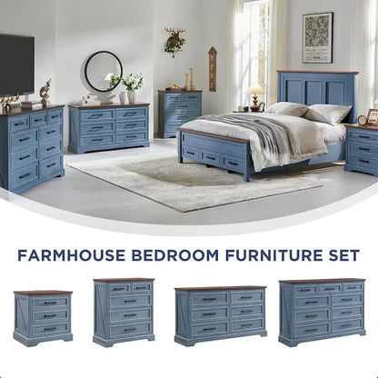 Farmhouse 6 Drawer Dresser for Bedroom, Chest of Drawers, TV Stand
