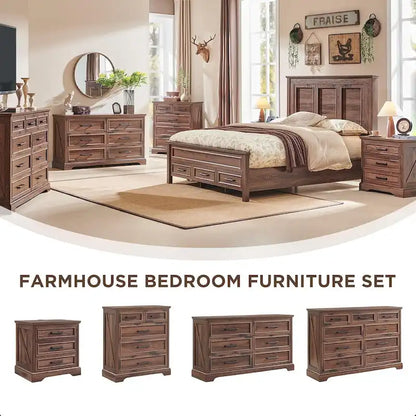 Farmhouse 6 Drawer Dresser for Bedroom, Chest of Drawers, TV Stand