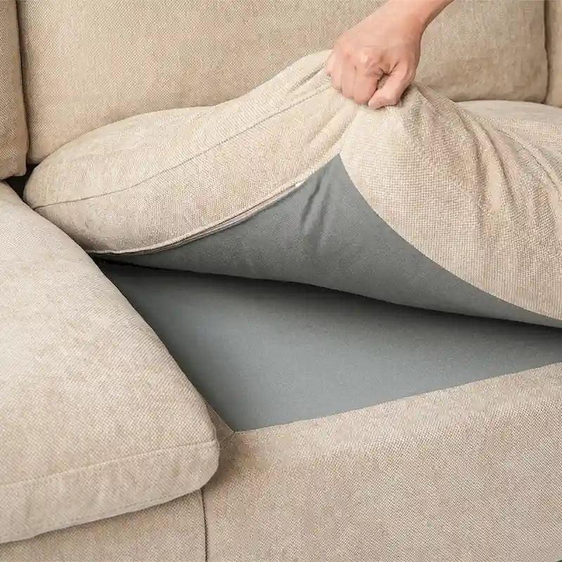 Oversized Modular Sofa with Pillows, Linen Blend Fabric Minimalist Deep Seat Sofa Couches for Living Room, Khaki