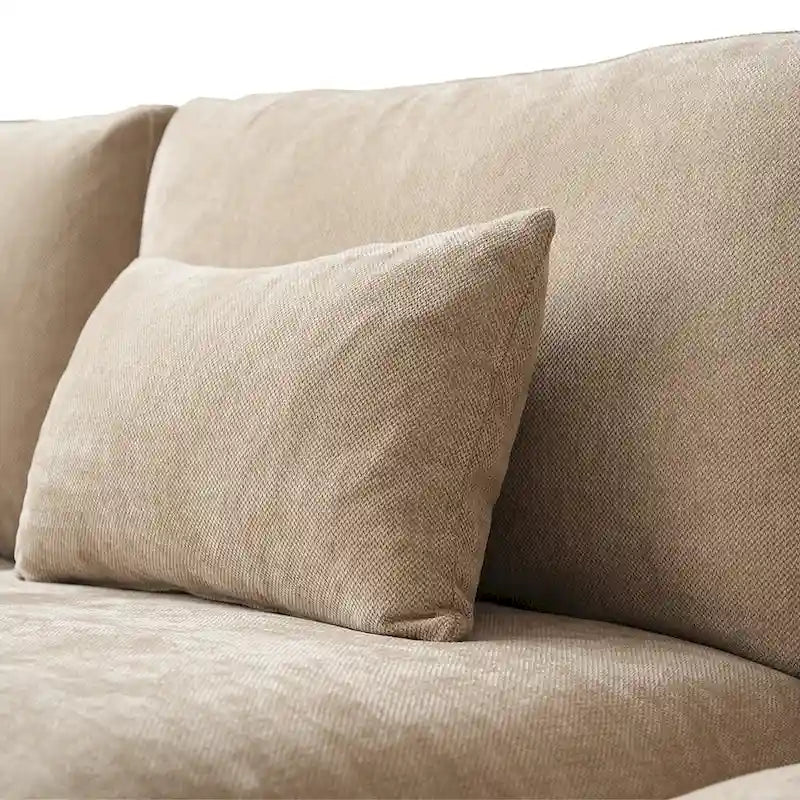 Oversized Modular Sofa with Pillows, Linen Blend Fabric Minimalist Deep Seat Sofa Couches for Living Room, Khaki