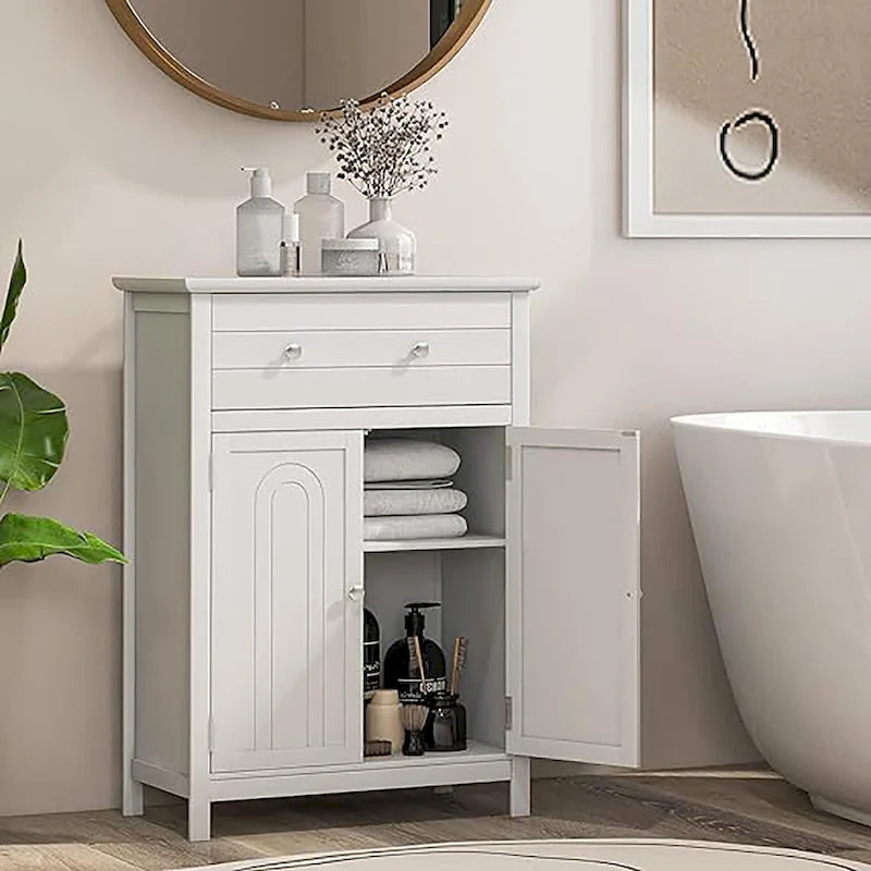 Gymax Bathroom Storage Cabinet Free Standing Large Drawer W/Adjustable