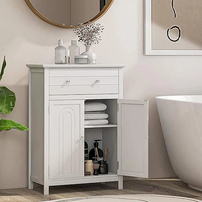 Gymax Bathroom Storage Cabinet Free Standing Large Drawer W/Adjustable