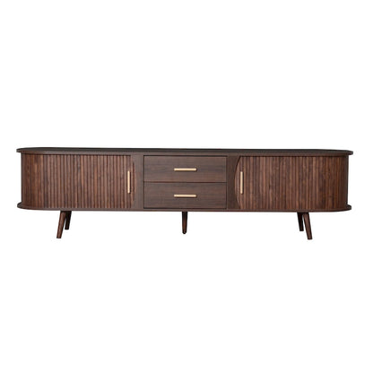 Mid-Century Modern TV Stand for 80 TV, Entertainment Center with Storage Media Console Table with 2 Drawers