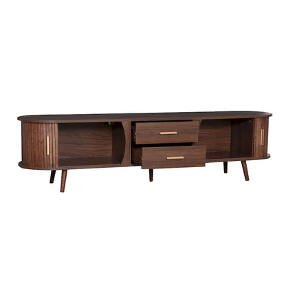 Mid-Century Modern TV Stand for 80 TV, Entertainment Center with Storage Media Console Table with 2 Drawers