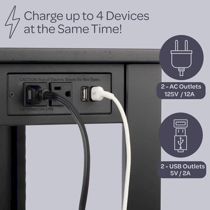 Lavish Home Narrow Side Table with Charging Station and Storage Shelf
