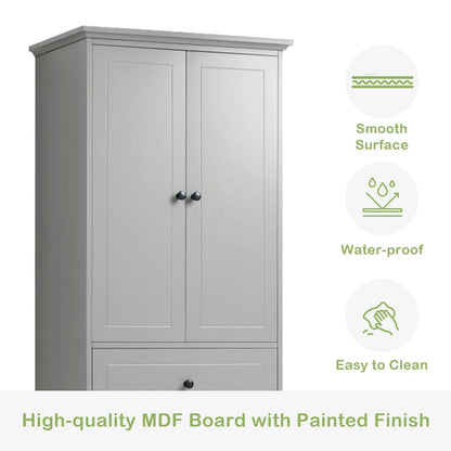 Storage Cabinet with 2 Doors and 4 Drawers for Bathroom Office