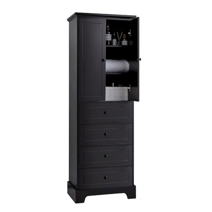 Storage Cabinet with 2 Doors and 4 Drawers for Bathroom Office