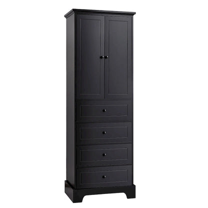 Storage Cabinet with 2 Doors and 4 Drawers for Bathroom Office