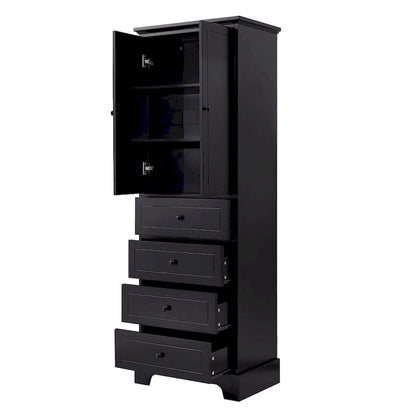 Storage Cabinet with 2 Doors and 4 Drawers for Bathroom Office