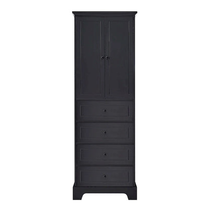 Storage Cabinet with 2 Doors and 4 Drawers for Bathroom Office