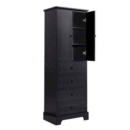 Storage Cabinet with 2 Doors and 4 Drawers for Bathroom Office
