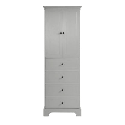 Storage Cabinet with 2 Doors and 4 Drawers for Bathroom Office