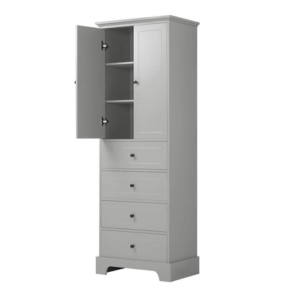 Storage Cabinet with 2 Doors and 4 Drawers for Bathroom Office