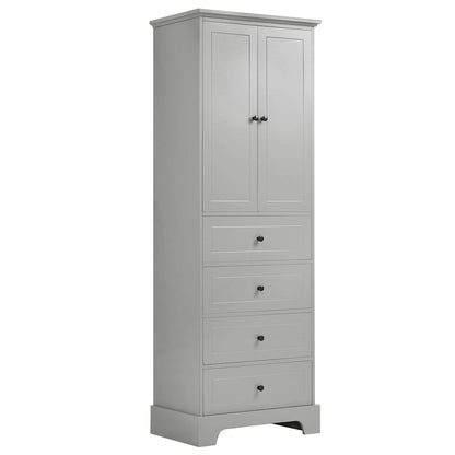 Storage Cabinet with 2 Doors and 4 Drawers for Bathroom Office