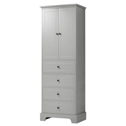 Storage Cabinet with 2 Doors and 4 Drawers for Bathroom Office