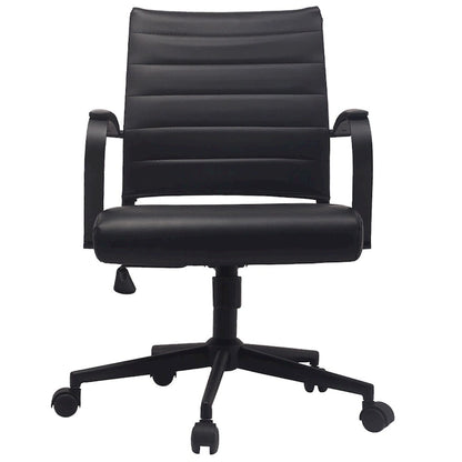 Modern Office Chair, Executive Mid-Back Conference Room Chair in PU Leather with Wheels and Arms